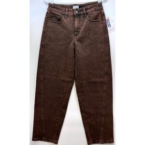 Time And Tru Brown Acid Wash Barrel Leg Jeans Sz 4 Minimalist Grunge Y2K